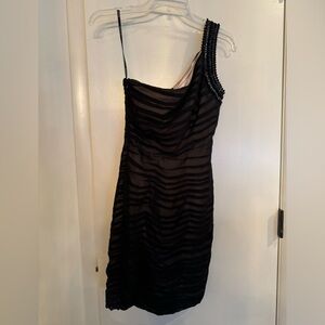 Bebe black one shoulder dress with embellishments